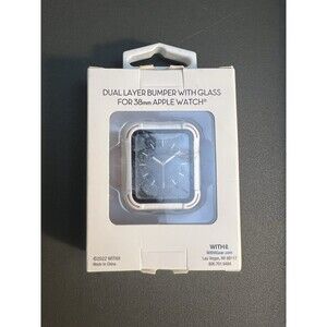 WITHit Dual Layer Protective Bumper with Glass for 38mm Apple Watch-  NEW IN BOX